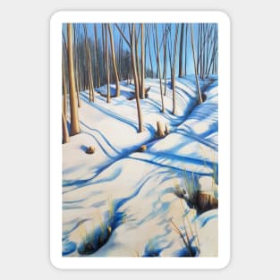 Winter walk - snowy woods painting Sticker